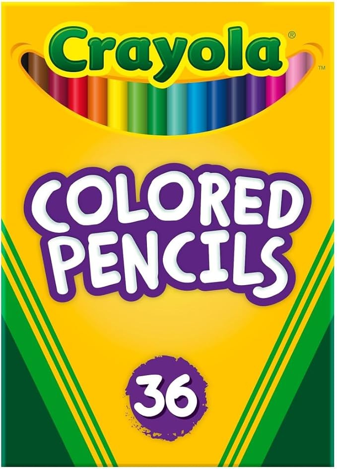 Crayola colored pencils, 36 colors · 36-count presharpened colored pencil box