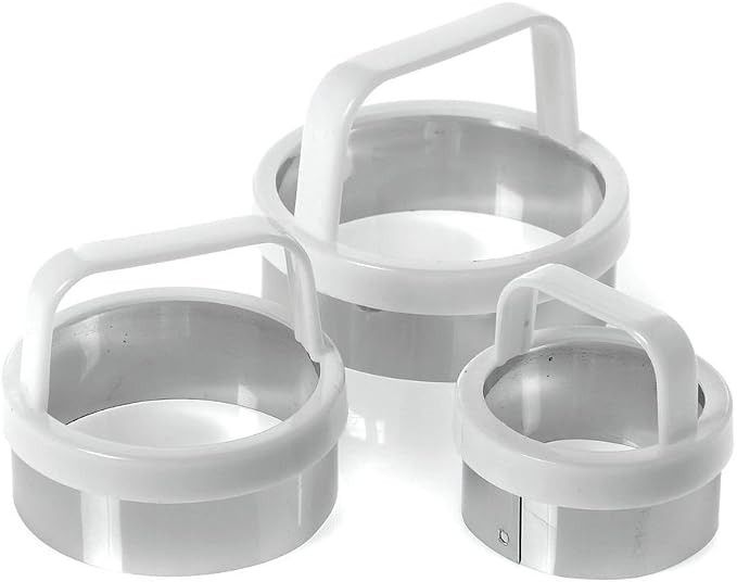 Norpro biscuit cutters, set of three · Round handled biscuit cutters, 2, 2.5 and 3 inches