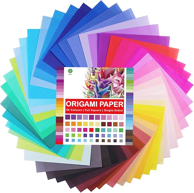 Opret origami paper, 100 sheets · Opret single-sided origami paper, 6 × 6 in, 50 colors