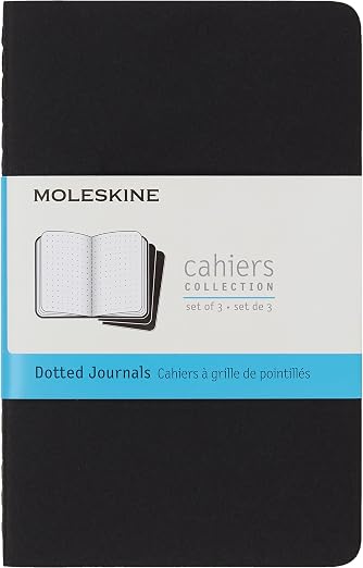 Moleskine Cahier pocket journals, set of three · Moleskine Cahier, pocket 3.5 × 5.5 in, dotted, black