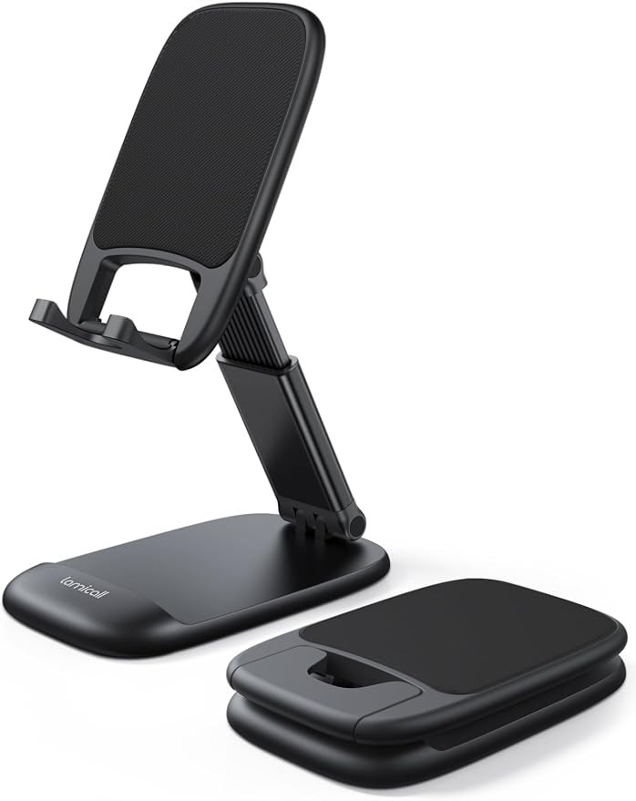 Lamicall adjustable phone stand, black · Height and angle adjustable foldable desk phone stand, color 1-Black