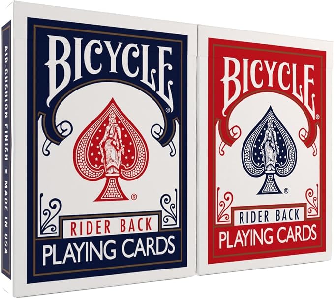 Bicycle Rider Back playing cards, two decks · Bicycle Rider Back, standard index, red and blue